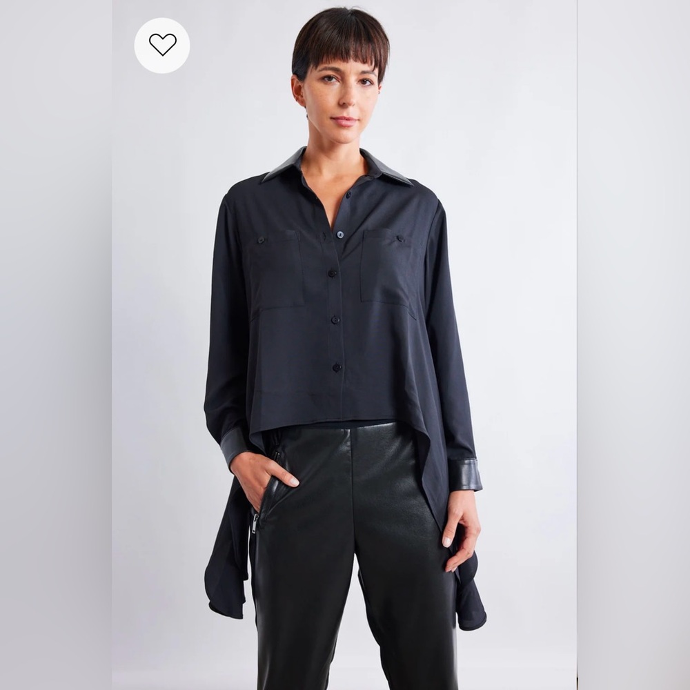 Ruti Button Up w/ faux leather detail - Picture 3 of 12